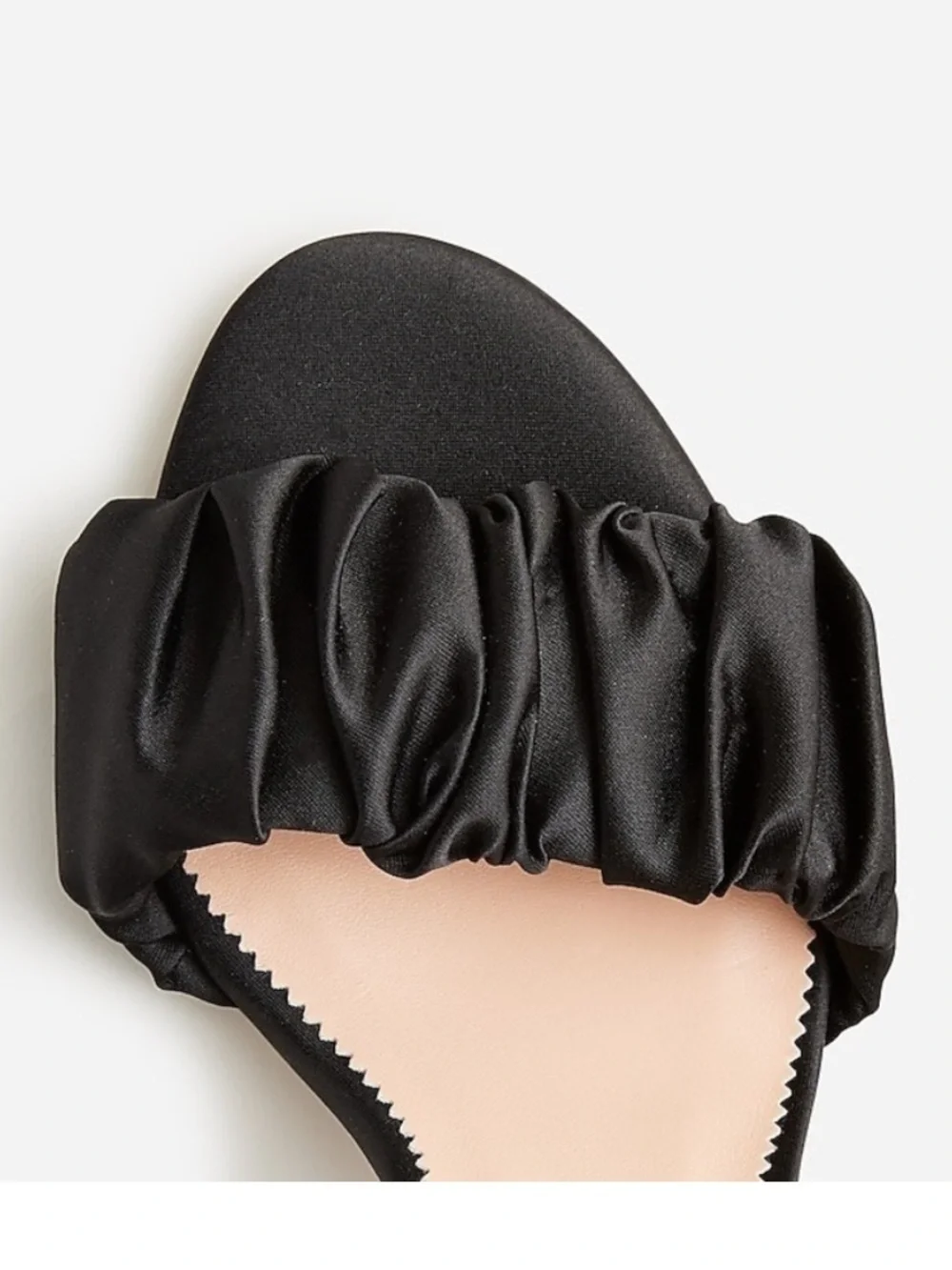J. Crew Collection Riley Black Satin Scrunch Sandal Heels